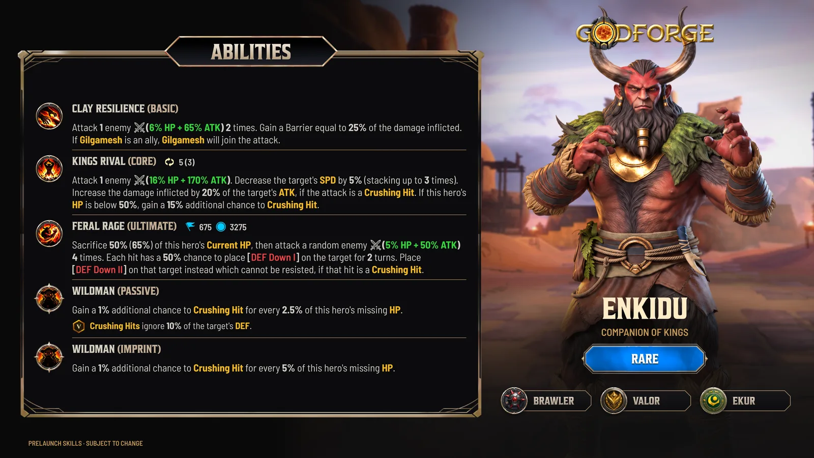 Enkidu's prelaunch kit