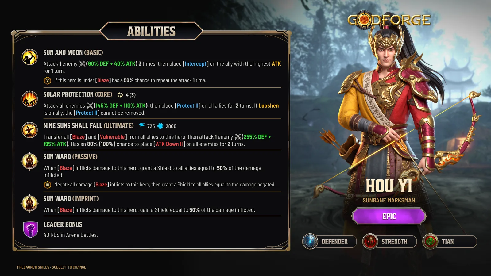 Hou Yi's prelaunch kit